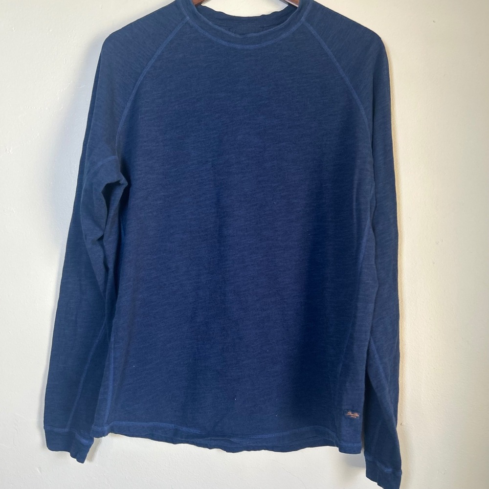 EUC Good Man Brand T-Shirt Slub Knit Raglan‎ Size L Blue Long Sleeve Tee